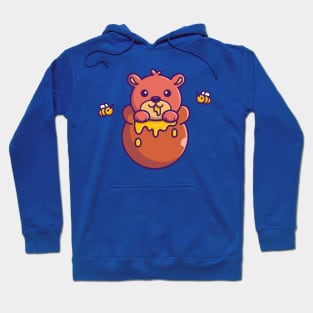 Cute Honey Bear Eating Honey Cartoon Hoodie